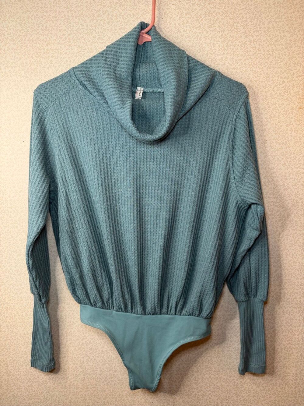 NWOT Free People Intimately waffle knit, cowl neck bodysuit